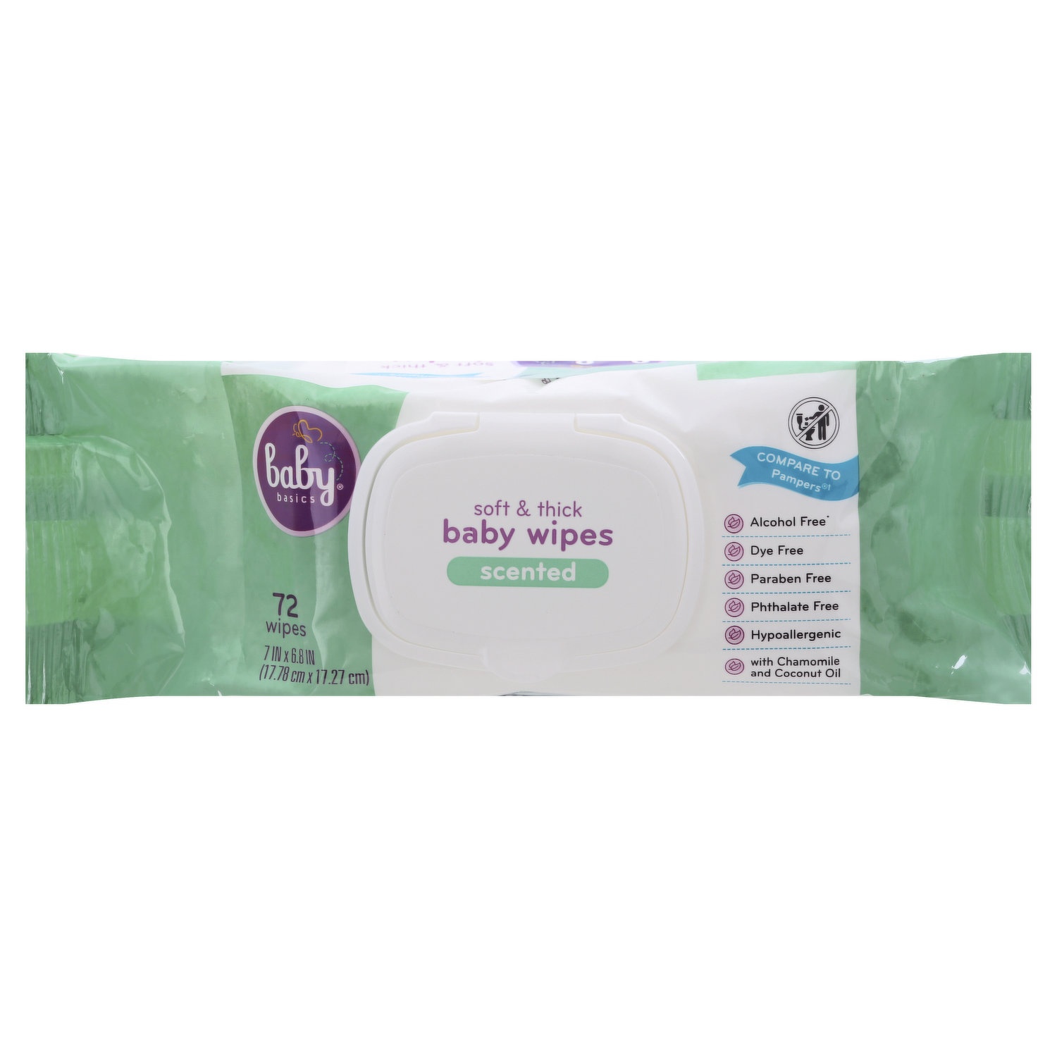 slide 1 of 1, Baby Basics Baby Wipes, Soft & Thick, Scented, 3 Each, 3 ct