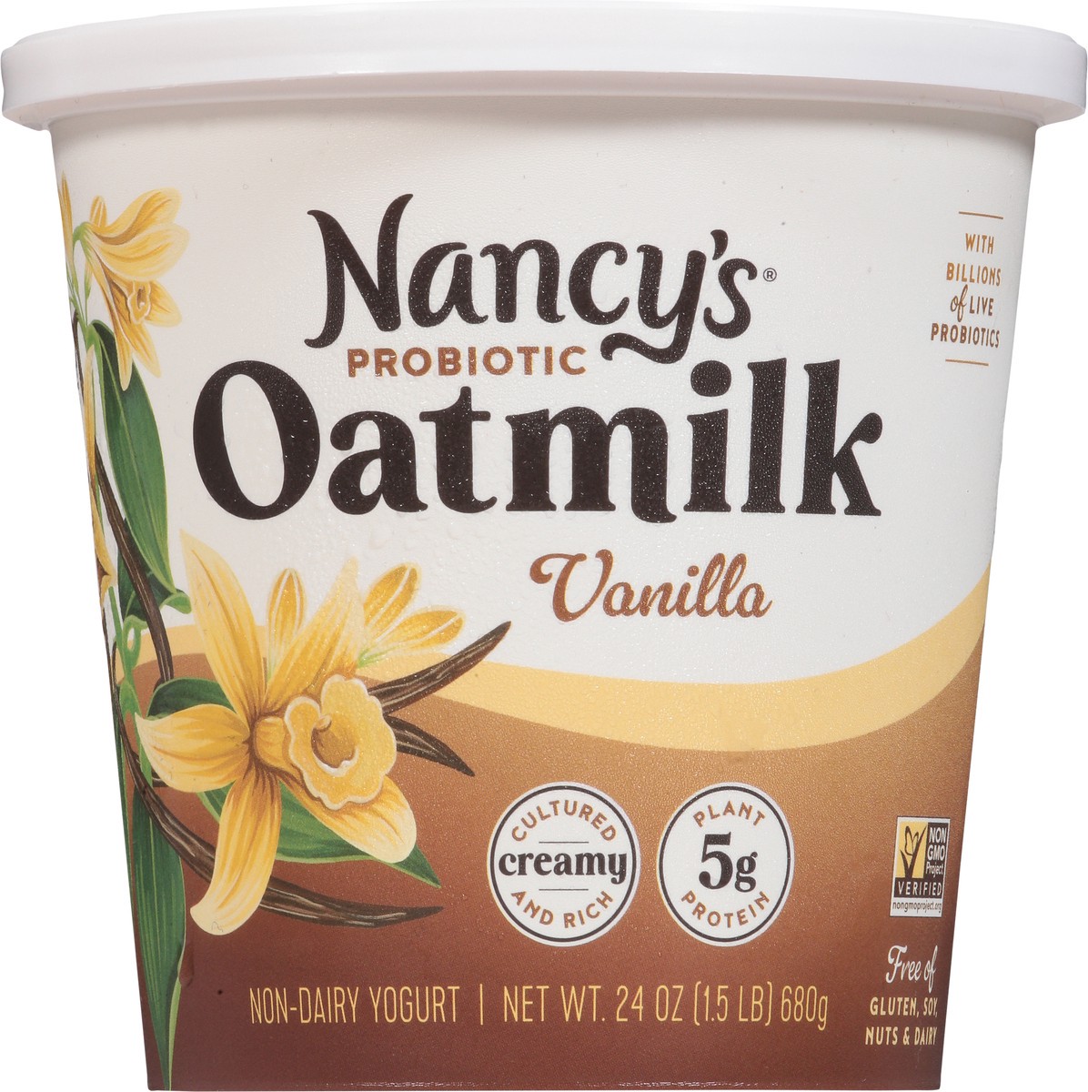 slide 9 of 13, Nancy's Probiotic Oatmilk Non-Dairy Vanilla Yogurt 24 oz, 24 oz