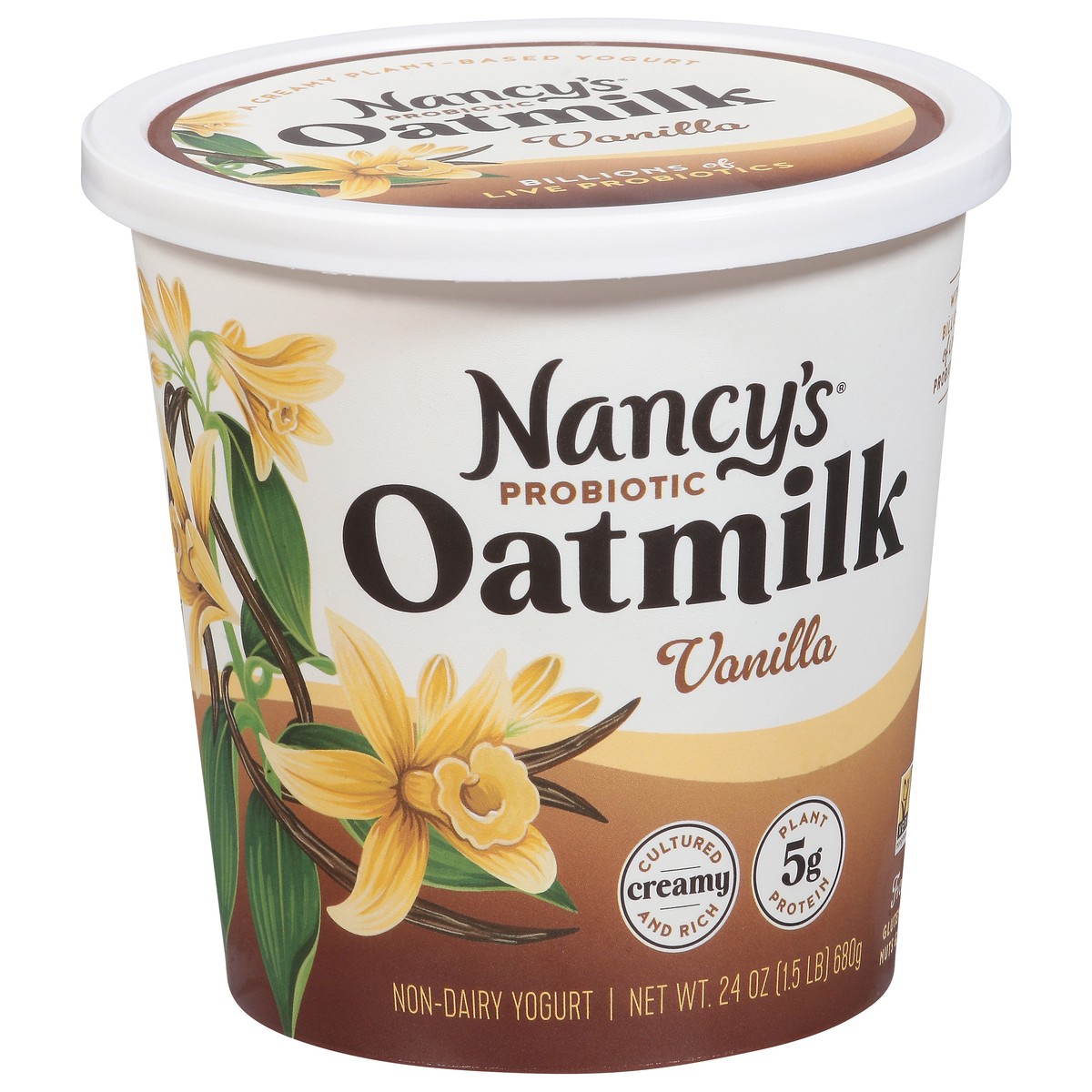 slide 6 of 13, Nancy's Probiotic Oatmilk Non-Dairy Vanilla Yogurt 24 oz, 24 oz