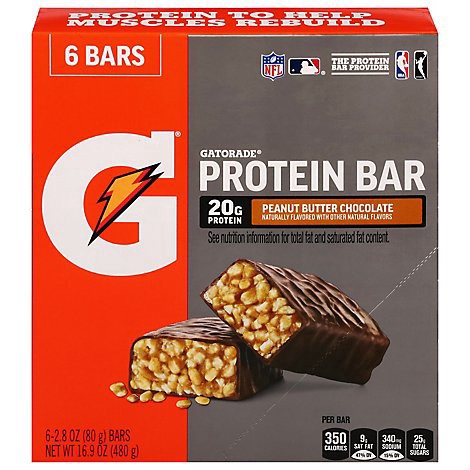 slide 1 of 1, Gatorade Whey Protein Bar Peanut Butter Chocolate Multipack - 6-2.8 Oz, 16.8 oz