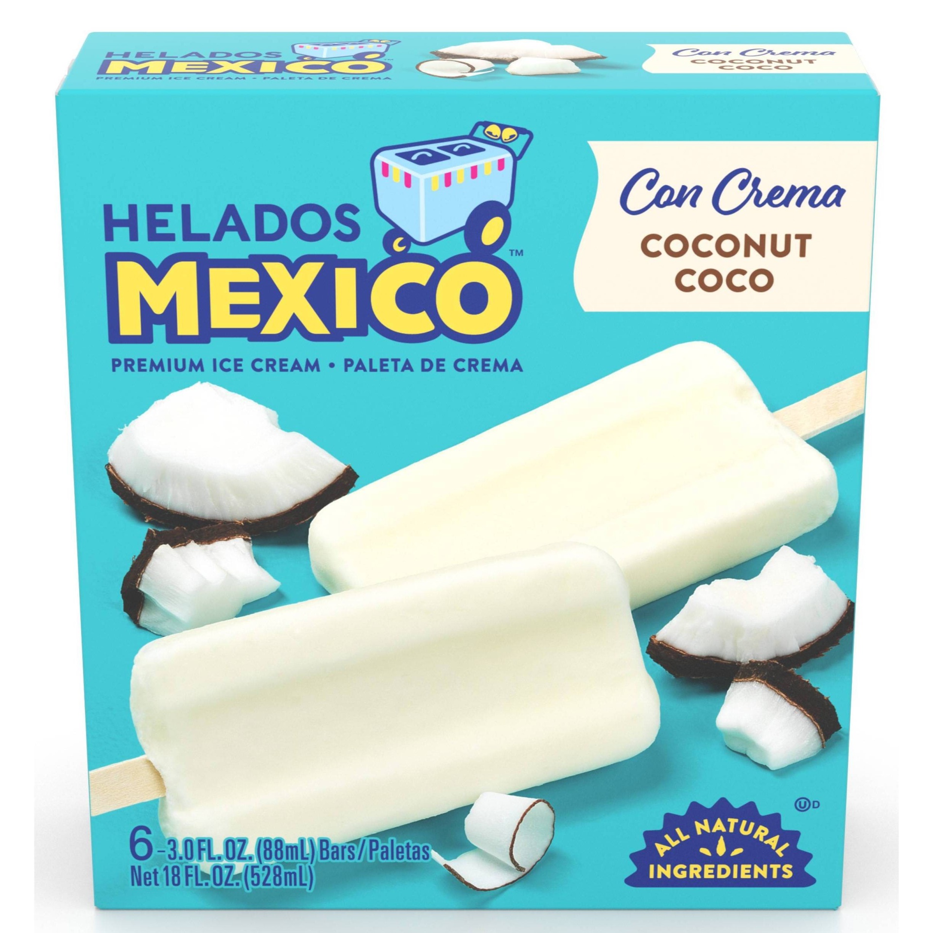 slide 1 of 4, Helados Mexico Coconut Ice Cream Bars, 6 ct; 3 oz