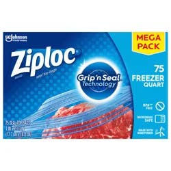 Ziploc Quart Freezer Seal Top Bags 75 ea