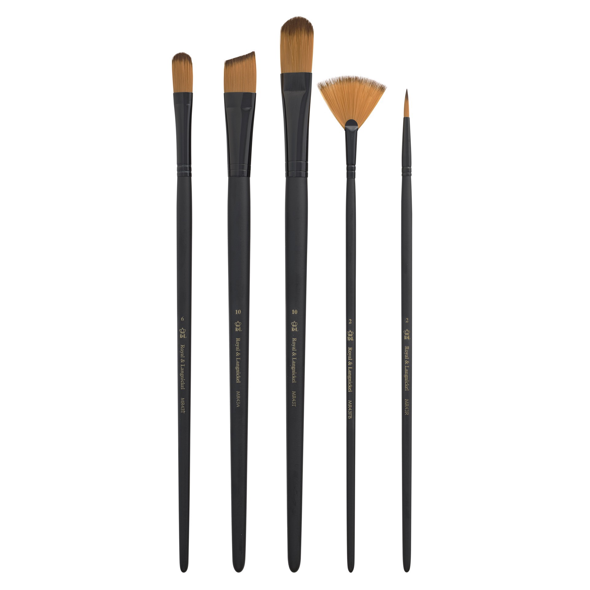 slide 2 of 4, Royal & Langnickel Essentials Acrylic Gold Taklon 5 Piece Brush Set, 5 ct