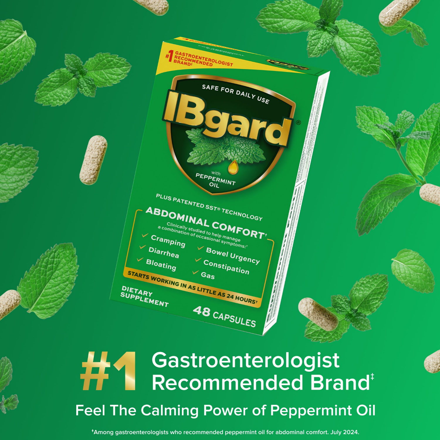 slide 6 of 8, IBgard Irritable Bowel Syndrome Dietary Management Capsules, 48 ct