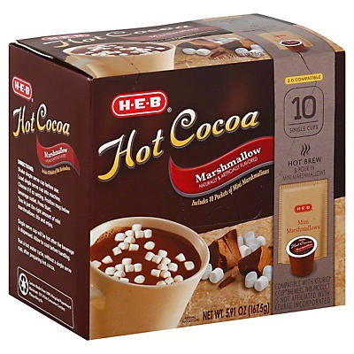 slide 1 of 1, H-E-B Hot Cocoa with Marshmallow Single Serve Cups, 10 ct