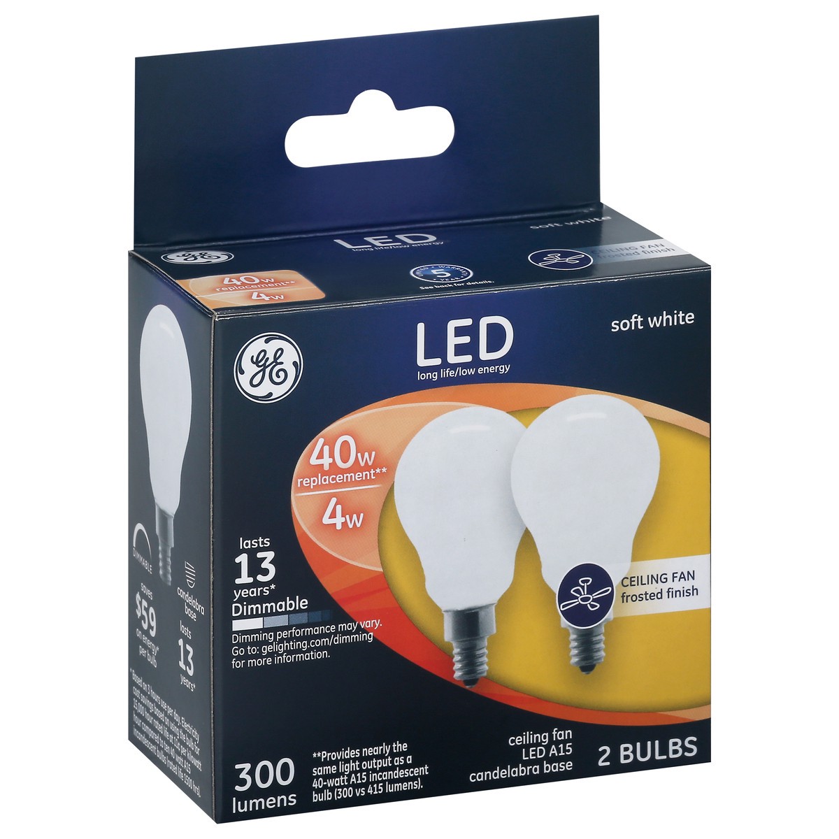 slide 8 of 9, GE 4 Watts Soft White LED Light Bulbs 2 ct Box, 2 ct