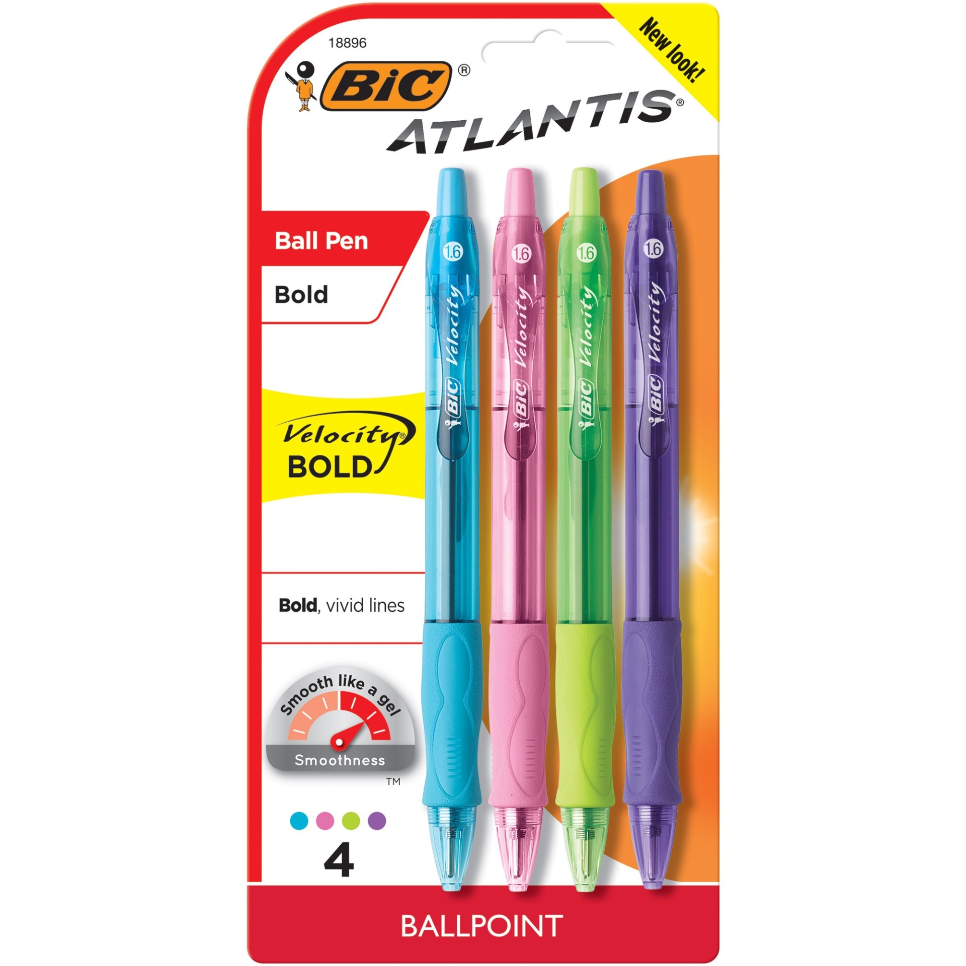 slide 1 of 6, BIC Velocity Assorted Ballpoint Retractable Pens, 4 ct