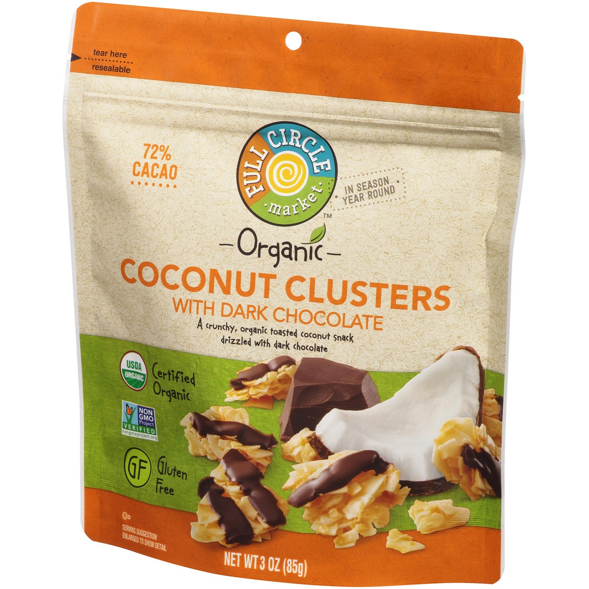 slide 5 of 12, Full Circle Market Coconut Clusters With Dark Chocolate, 1 ct