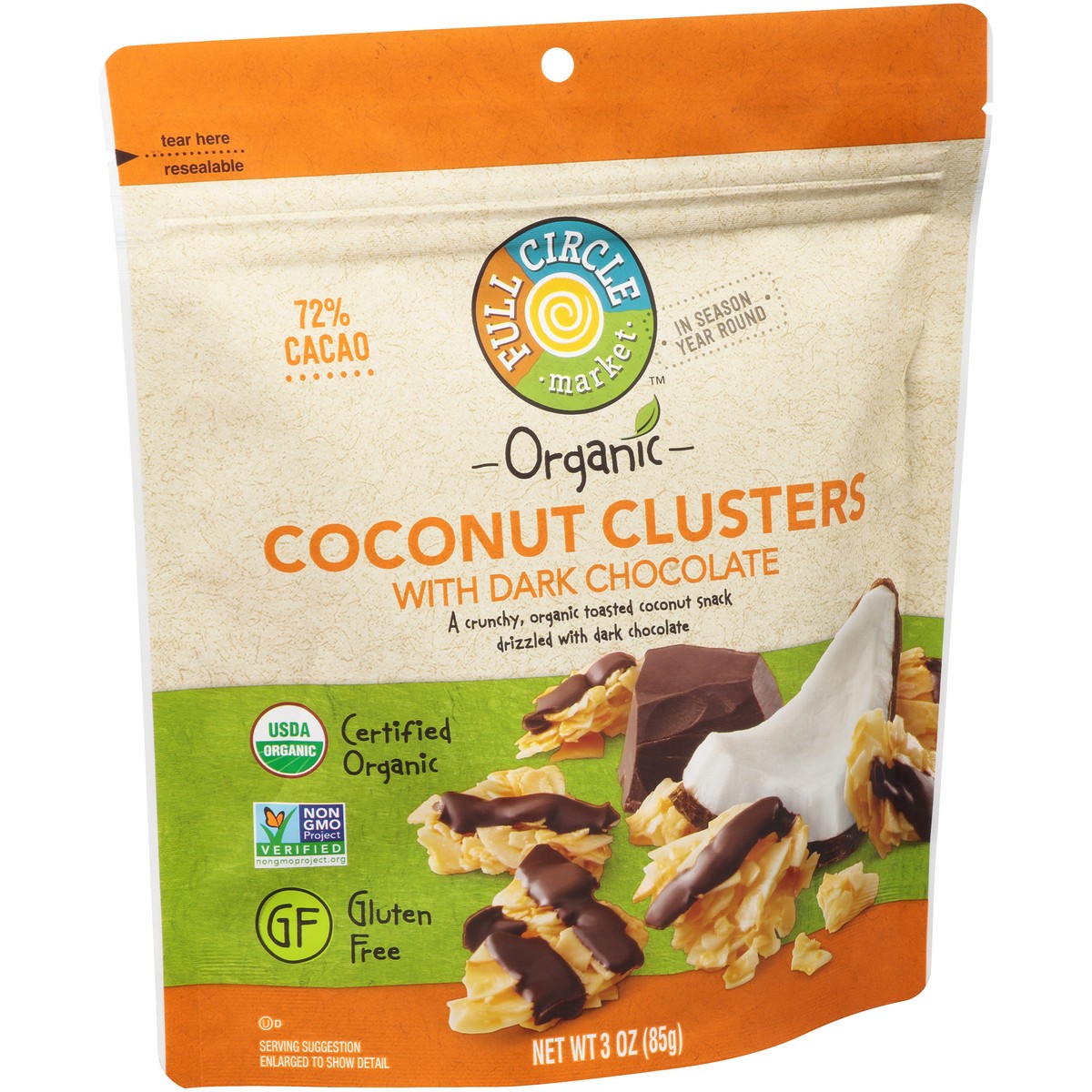slide 2 of 12, Full Circle Market Coconut Clusters With Dark Chocolate, 1 ct