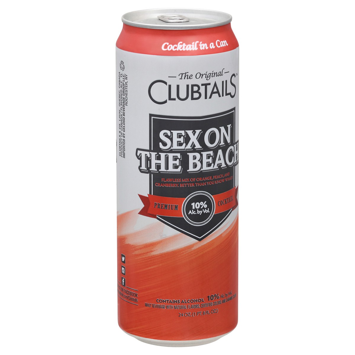 slide 2 of 9, Clubtails Sex on the Beach Premium Cocktail 24 oz Can, 24 oz