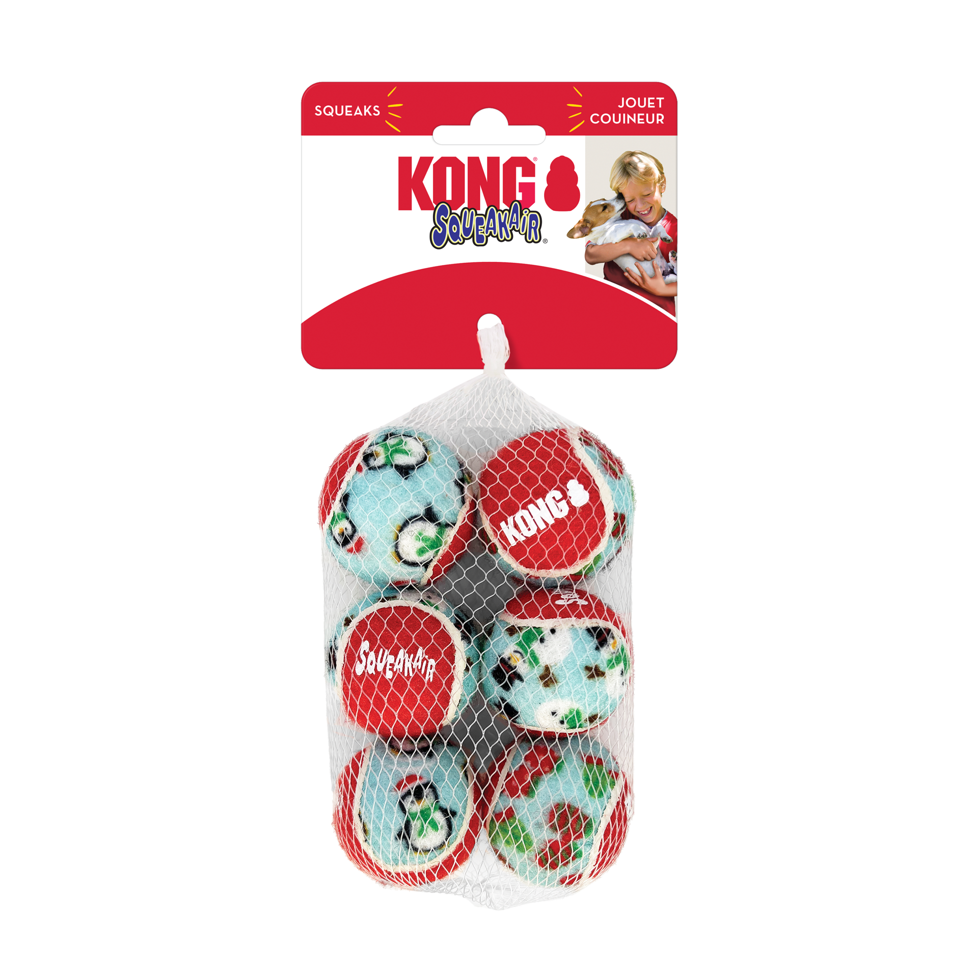 slide 3 of 3, KONG Holiday SqueakAir Balls 6-pk Sm, 1 ct