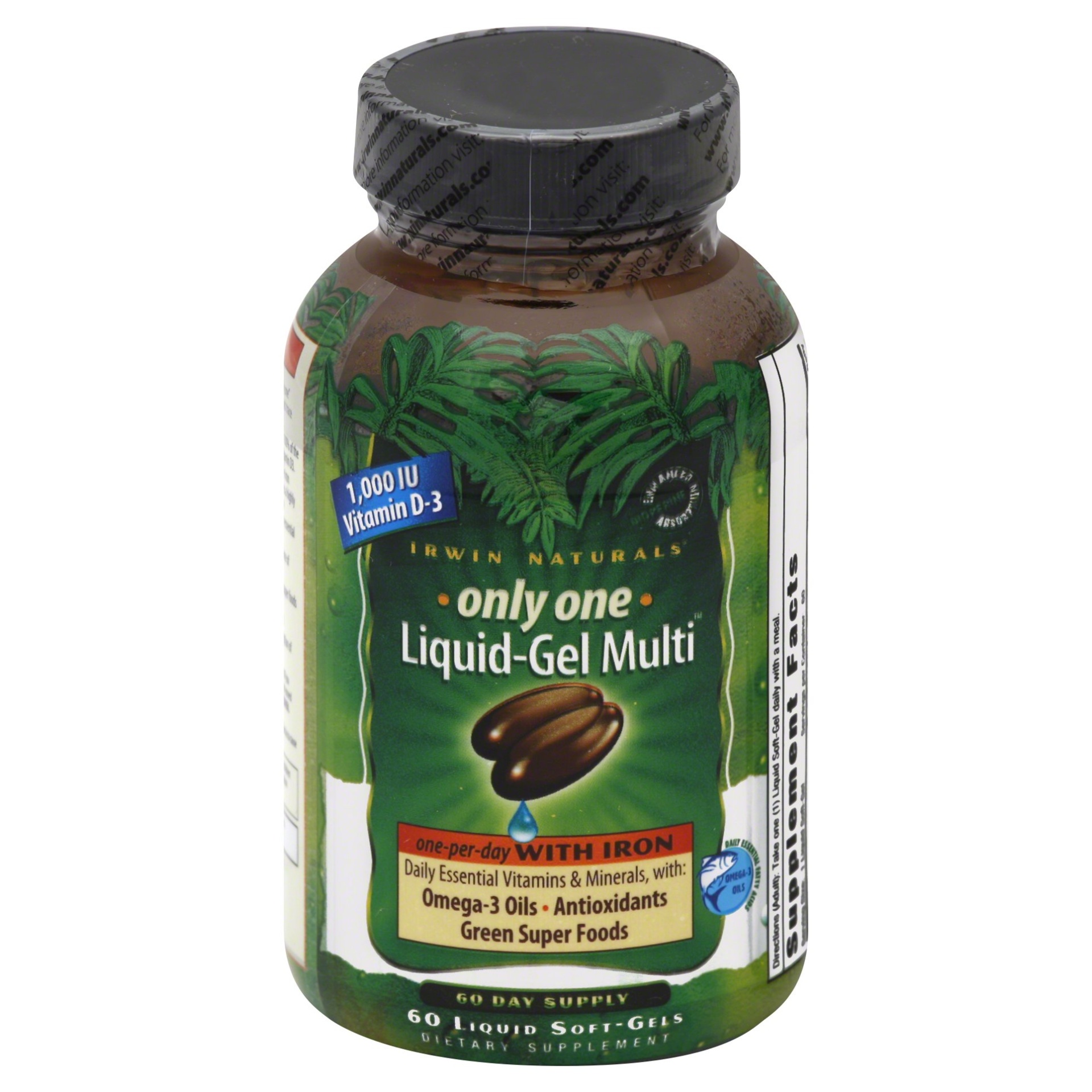 slide 1 of 3, Irwin Naturals Only One Liquid-Gel Multi With Iron Soft-Gels, 60 ct