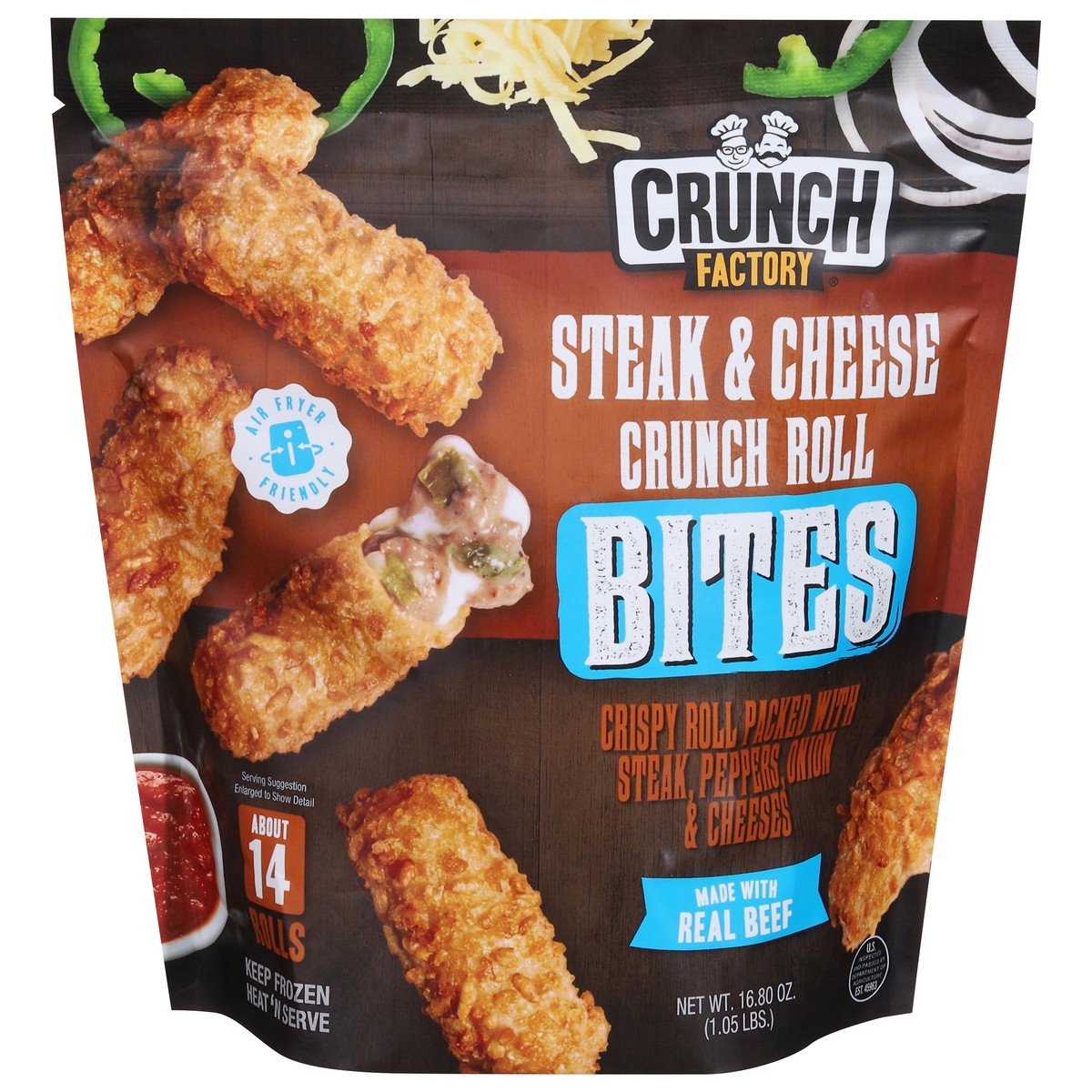 slide 9 of 15, Crunch Factory Crunch Roll Steak & Cheese Bites 16.80 oz, 16.8 oz