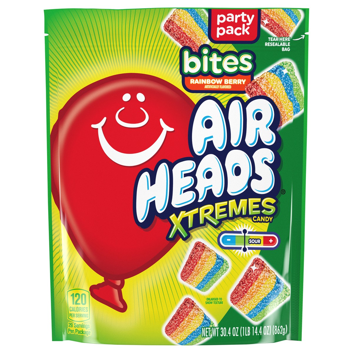 slide 1 of 3, Airheads Extreme Bites, Gusset Bag, 30.4 Oz, 30.4 oz