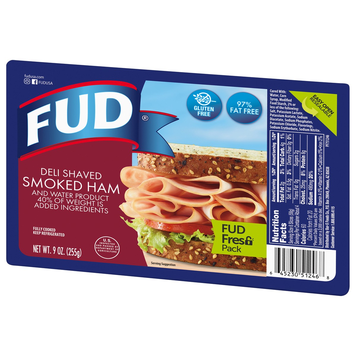slide 11 of 12, FUD Deli Shaved Smoked Ham Fresh Pack 9 oz, 9 oz