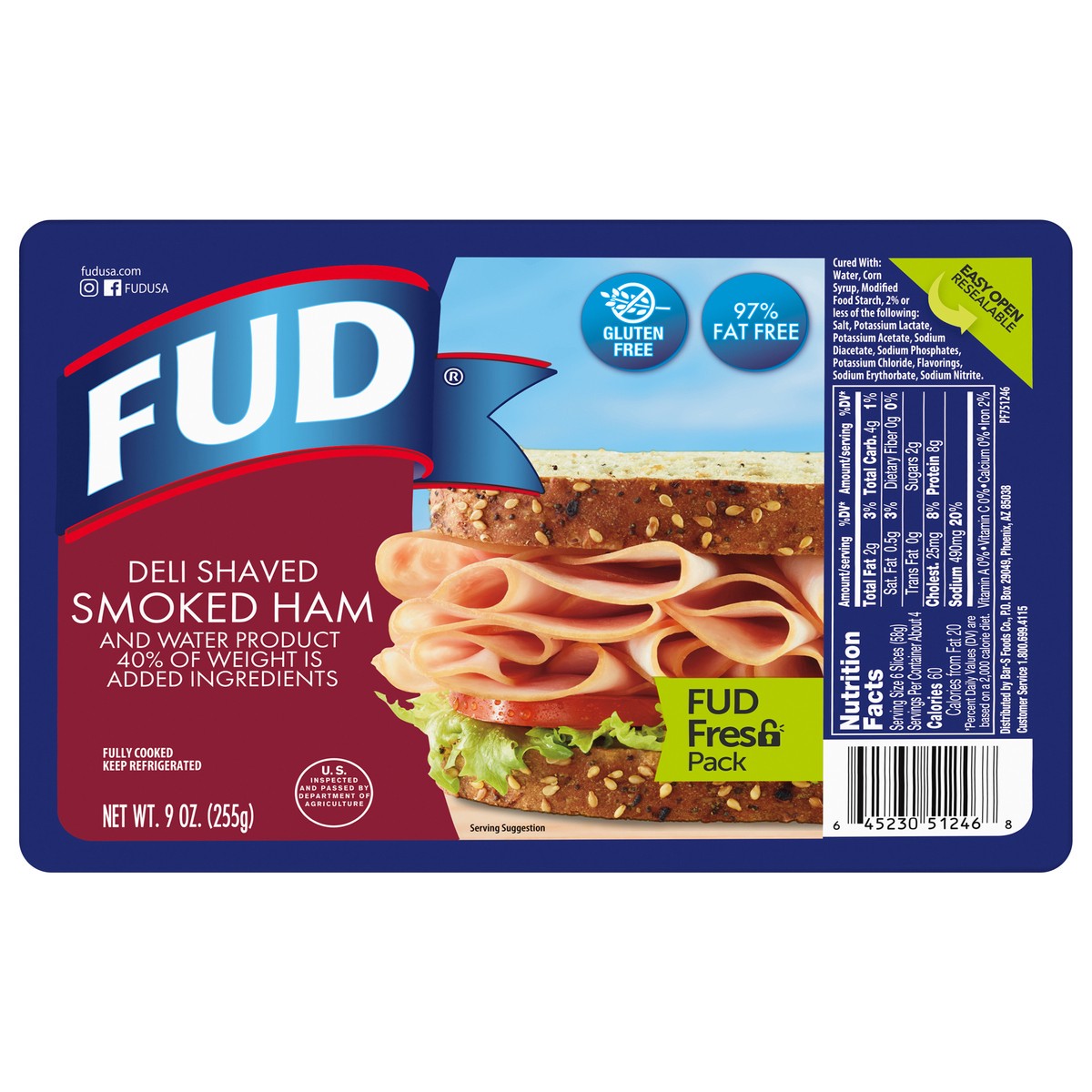 slide 1 of 12, FUD Deli Shaved Smoked Ham Fresh Pack 9 oz, 9 oz