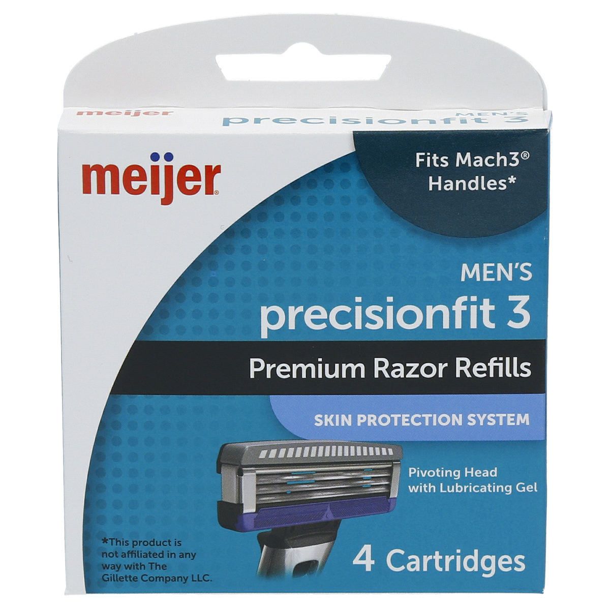 slide 1 of 1, Meijer PrecisionFIT 3 Blade Cartridge Refill, 4 ct