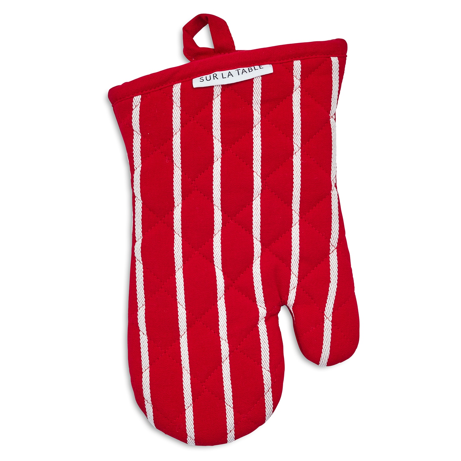 slide 1 of 1, Sur La Table Red Butcher Stripe Oven Mitt, 1 ct