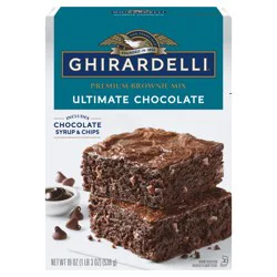 GHIRARDELLI Ultimate Chocolate Premium Brownie Mix, a Premium Baking Mix, Includes Chocolate Syrup and Chips, 19 oz Box