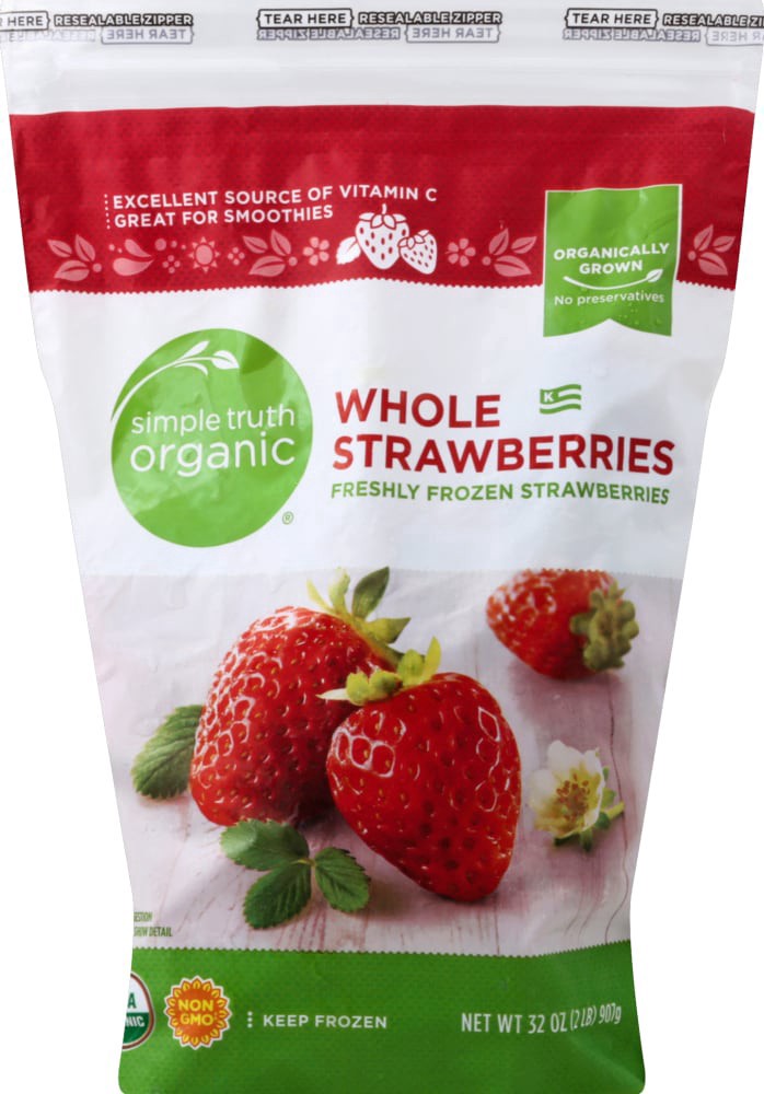 slide 1 of 2, Simple Truth Organic Frozen Whole Strawberries, 32 oz