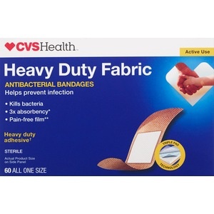 slide 1 of 1, CVS Health Heavy Duty Fabric Anti-Bacterial Bandages, One Size, 60 ct