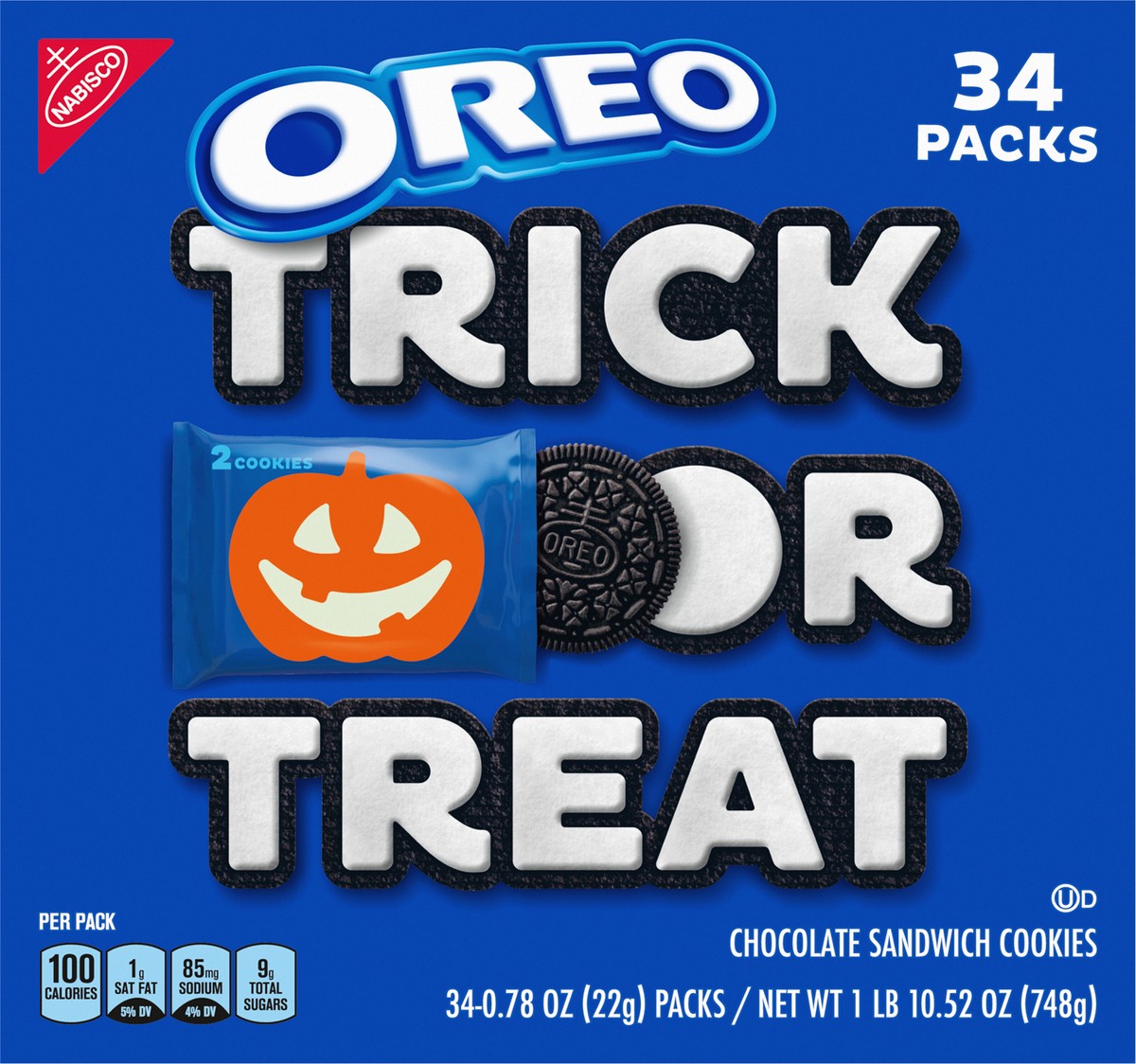 slide 7 of 9, OREO Chocolate Sandwich Cookies, Halloween Cookies, 34 Trick or Treat Bags (2 Cookies Per Snack Pack), 1.67 lb