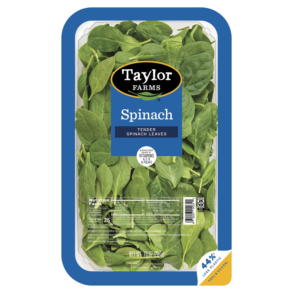 slide 1 of 3, Taylor Farms Spinach 10oz, 10 oz