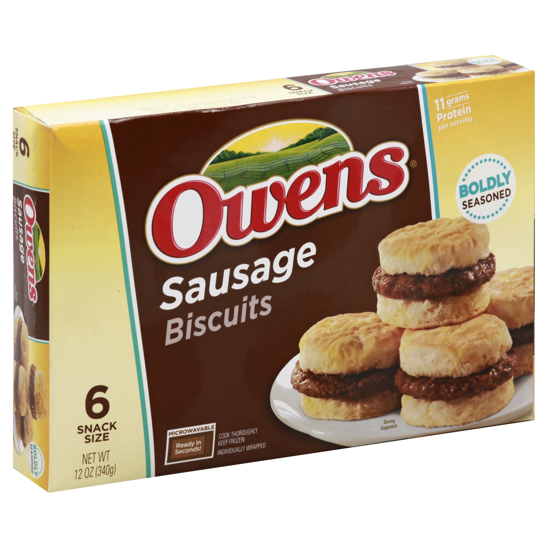 slide 1 of 8, Owens Sausage Biscuits, 6 ct