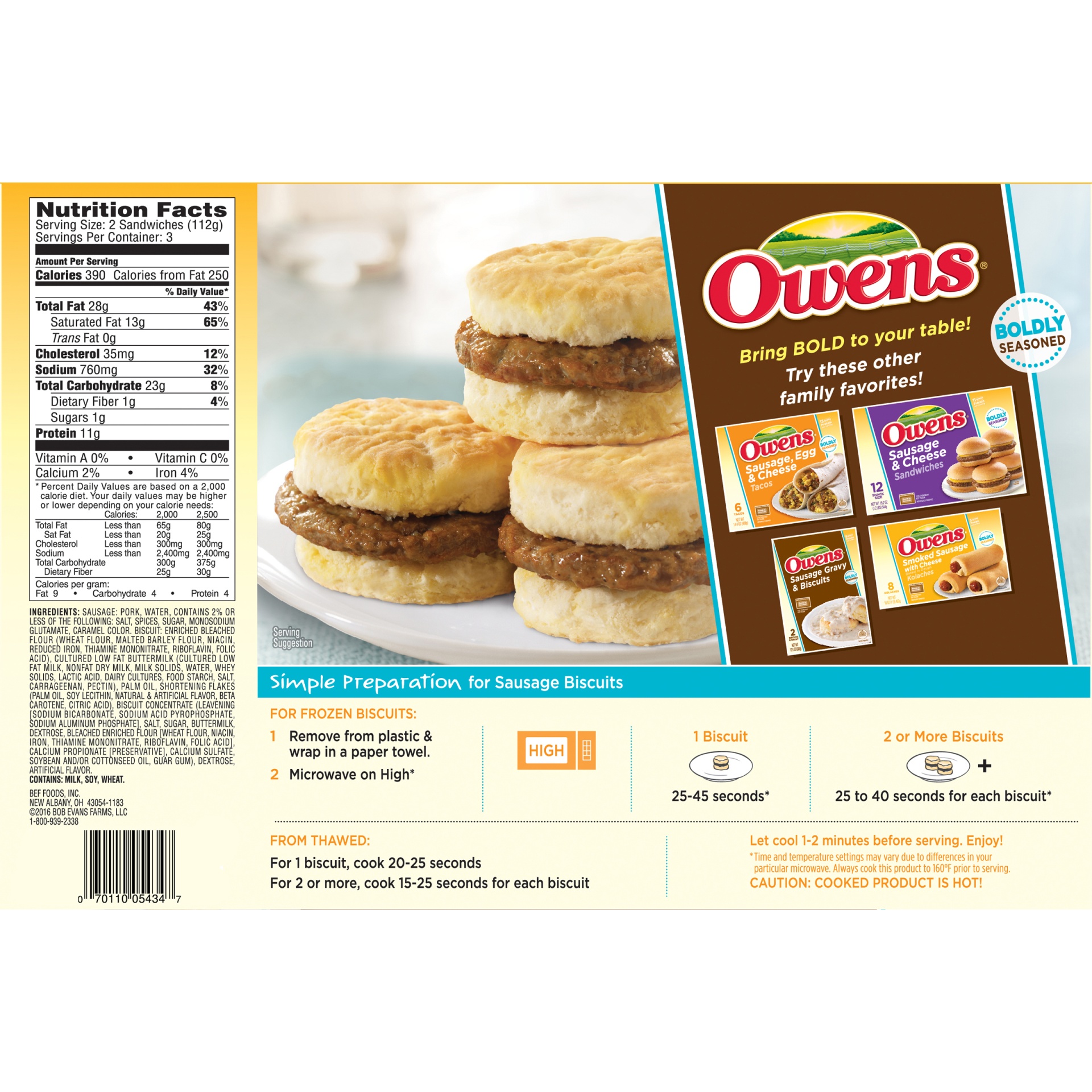 slide 6 of 8, Owens Sausage Biscuits, 6 ct