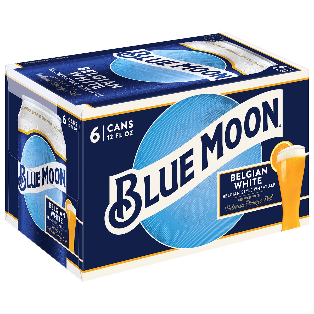 slide 1 of 9, Blue Moon Belgian White Beer - 6pk/12 fl oz Cans, 6 ct; 12 fl oz
