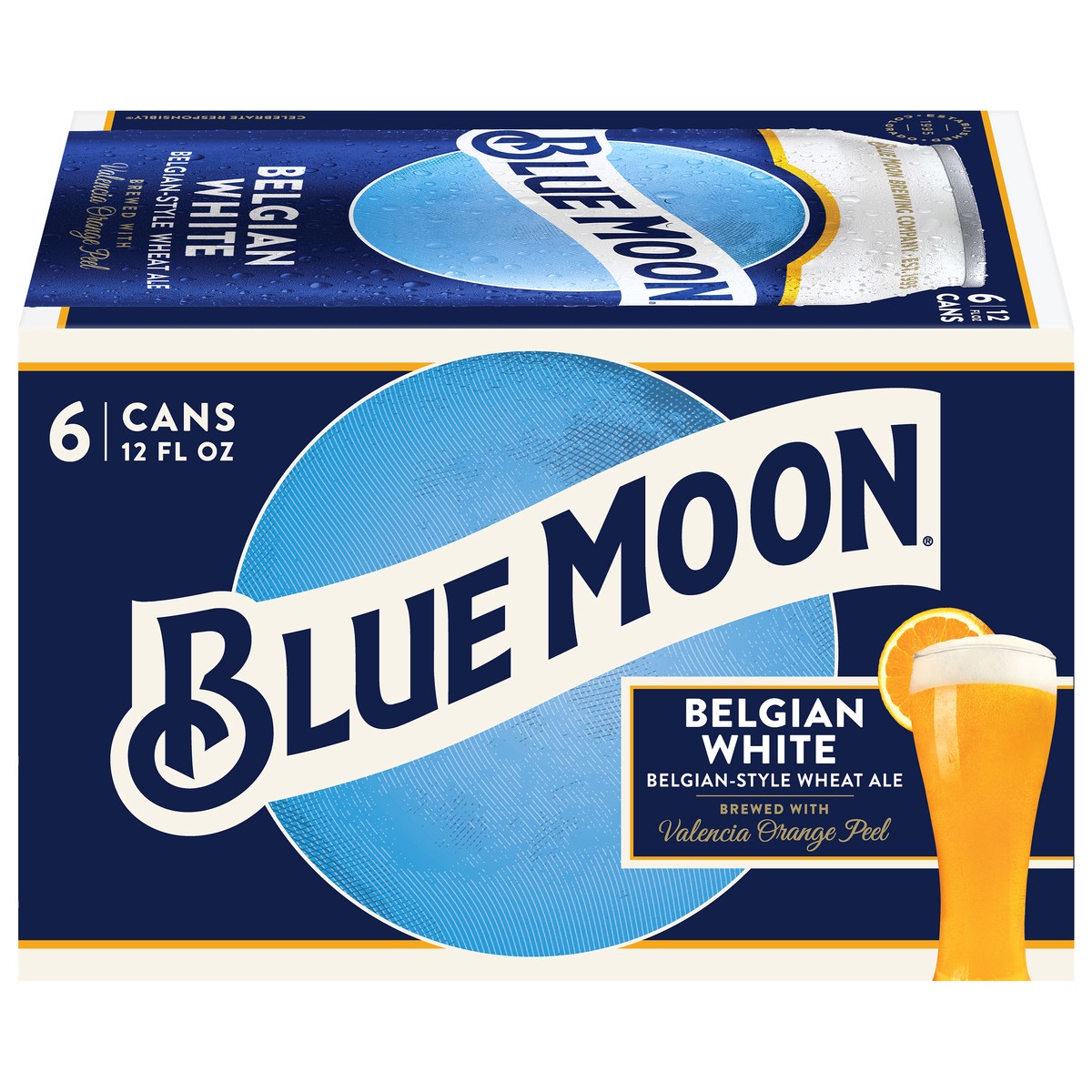 slide 1 of 9, Blue Moon Belgian White Wheat Beer, 5.4% ABV, 6-pack, 12-oz beer cans, 288 oz