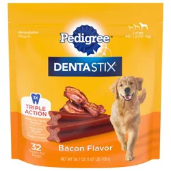 Dentastix Large 40+ Lb (18+ kg) Bacon Flavor Treats for Dogs 32 ea
