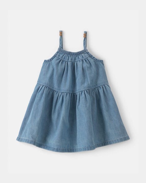 slide 1 of 4, Oshkosh Baby Girl Denim Chambray Dress - Light Wash Light Wash 24M, 1 ct