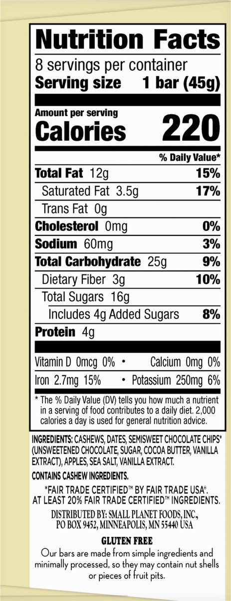 slide 7 of 9, LÄRABAR Chocolate Chip Cookie Dough, Gluten Free Fruit & Nut Bar, 8 Ct, 8 ct