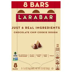 LÄRABAR Chocolate Chip Cookie Dough, Gluten Free Fruit & Nut Bar, 8 Ct