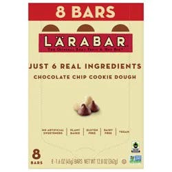 LÄRABAR Chocolate Chip Cookie Dough, Gluten Free Fruit & Nut Bar, 8 Ct