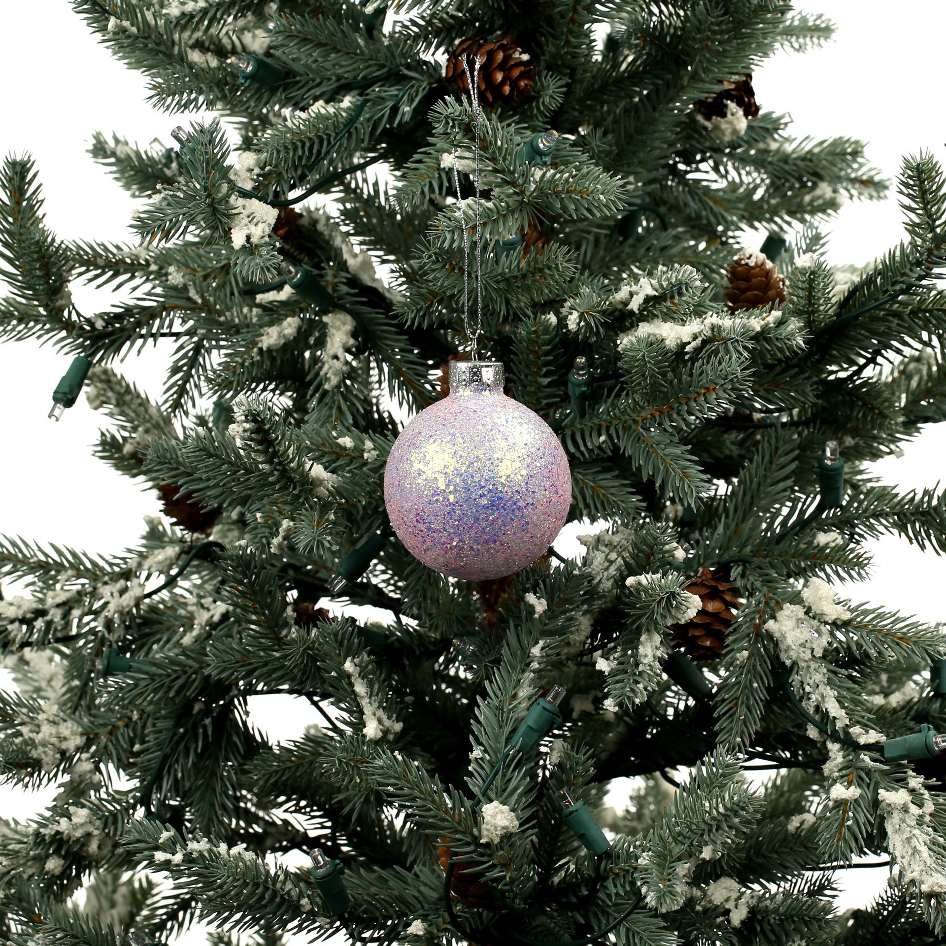 slide 2 of 3, 6 Pack 2.5" Pink Iridescent Glitter Glass Ball Ornaments By Ashland, 6 ct