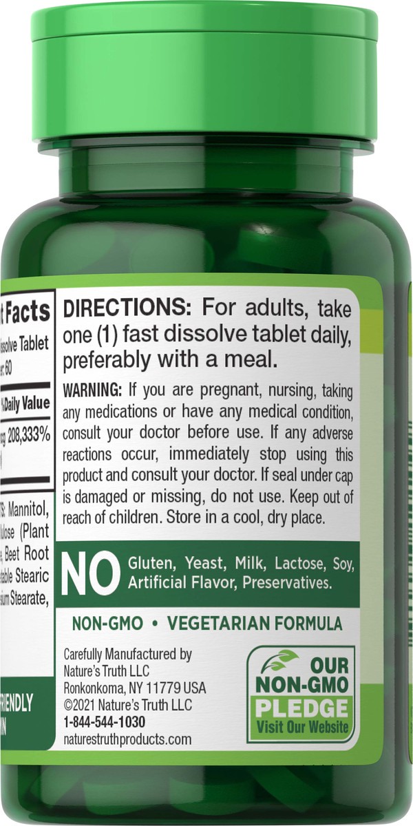 slide 3 of 5, Nature's Truth Fast Dissolve Vitamin B-12 5,000 mcg, 60 ct