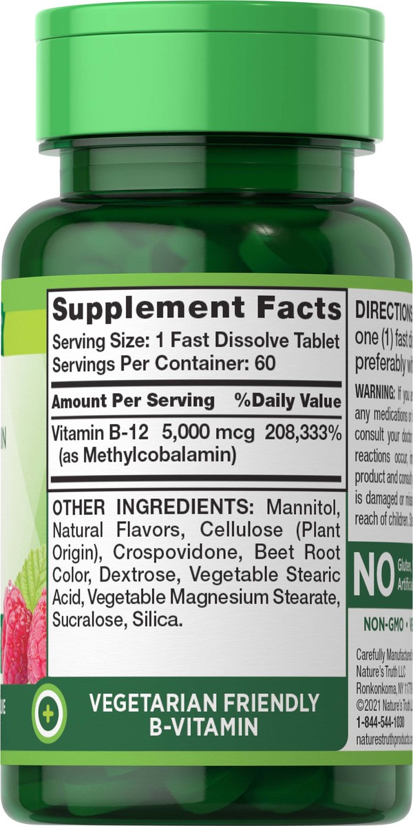 slide 5 of 5, Nature's Truth Fast Dissolve Vitamin B-12 5,000 mcg, 60 ct