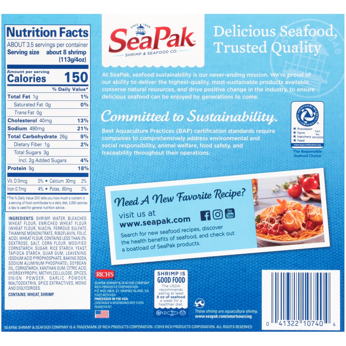 slide 5 of 9, SeaPak Breaded Butterfly Shrimp 14 oz. Box, 14 oz