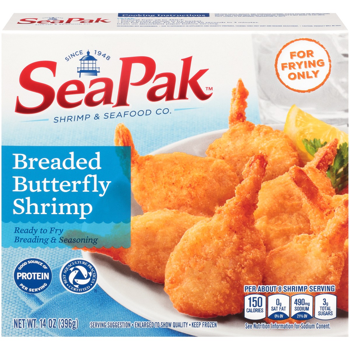 slide 1 of 9, SeaPak Breaded Butterfly Shrimp 14 oz. Box, 14 oz