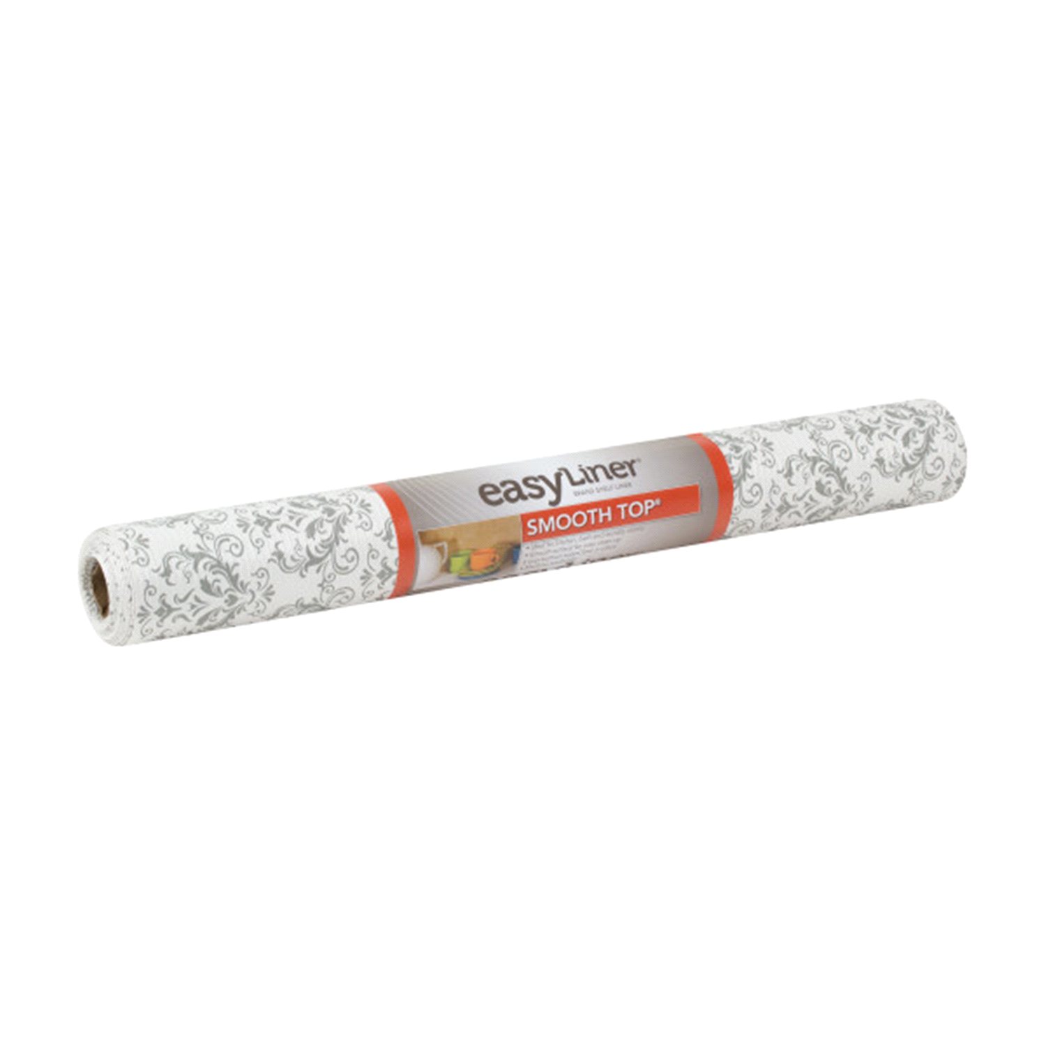 slide 1 of 2, Duck Smooth Top Easy Liner Brand Shelf Liner, Grey Damask, 20" x 6', 6 ft