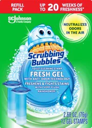 Scrubbing Bubbles Fresh Gel Toilet Cleaning Stamps, Rainshower Scent, 12 Count