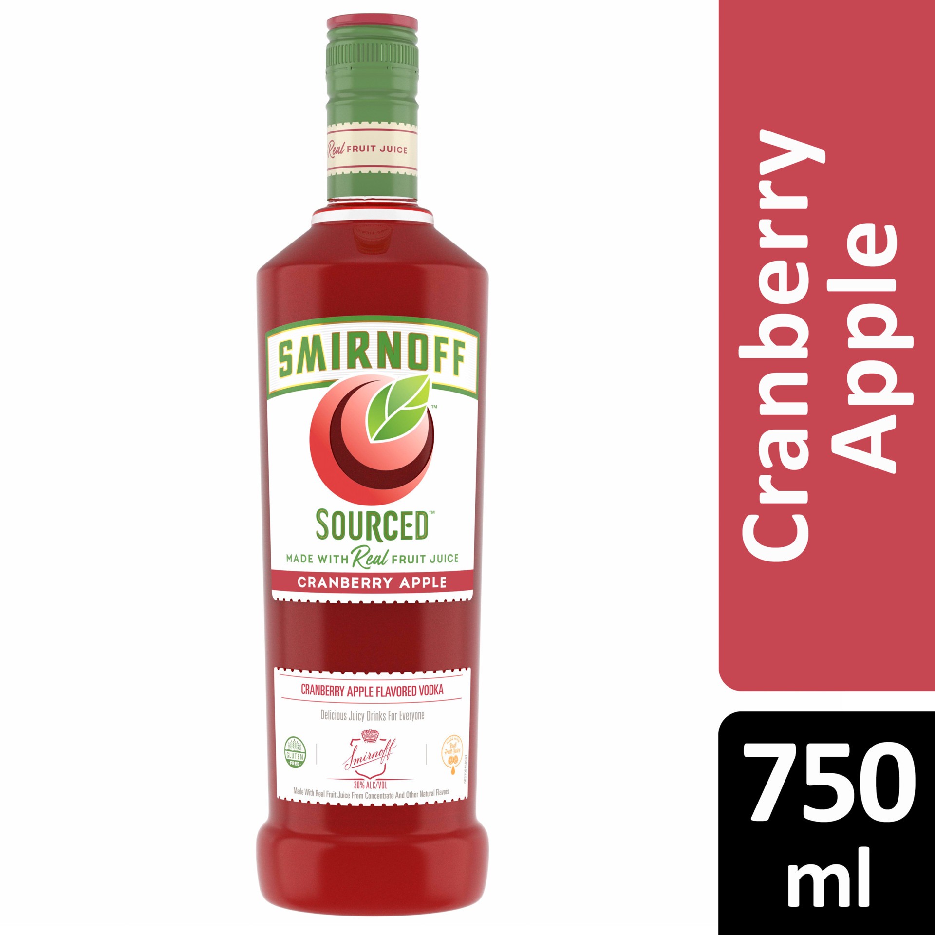 slide 4 of 10, Smirnoff Sourced Cranberry Apple Vodka, 750 ml