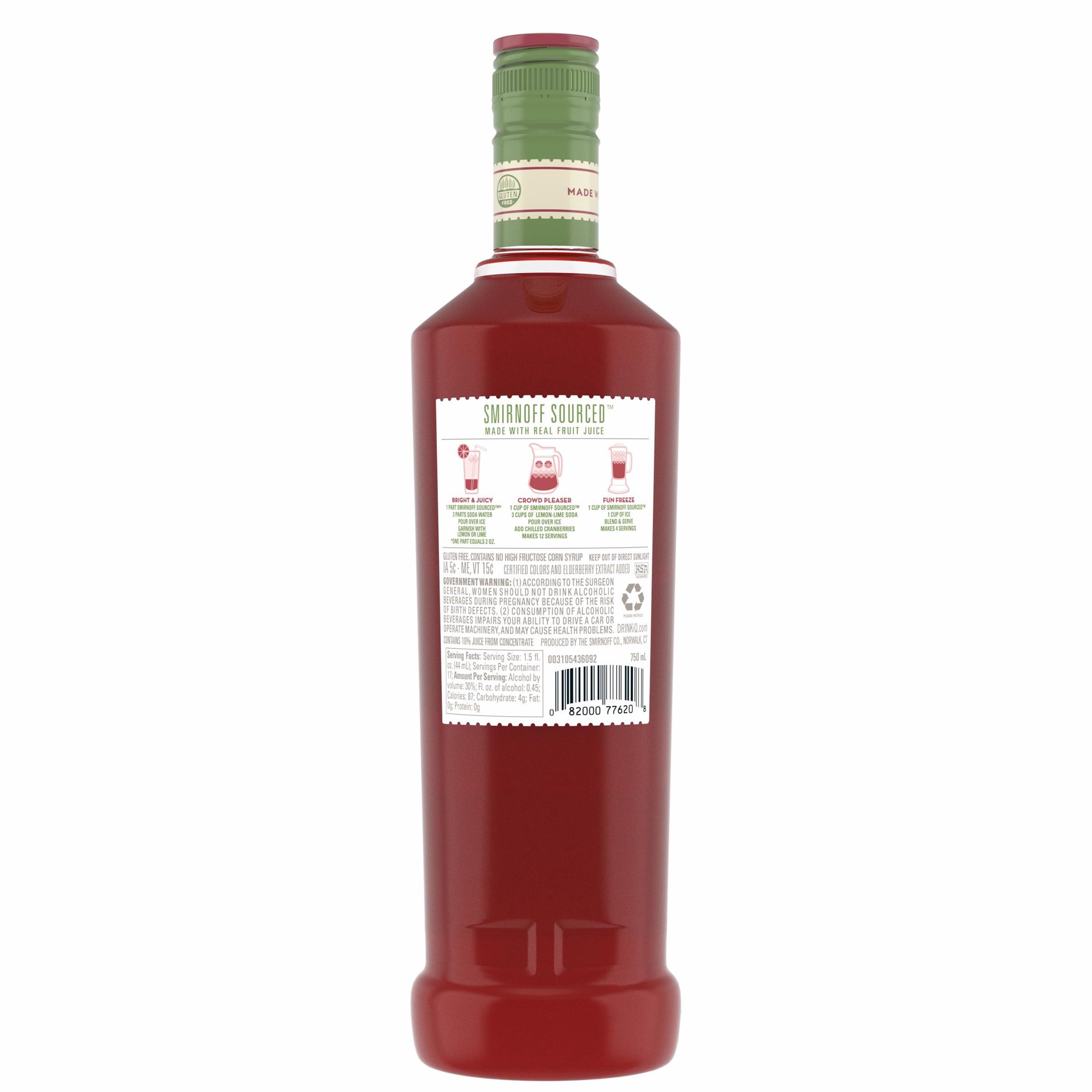 slide 2 of 10, Smirnoff Sourced Cranberry Apple Vodka, 750 ml