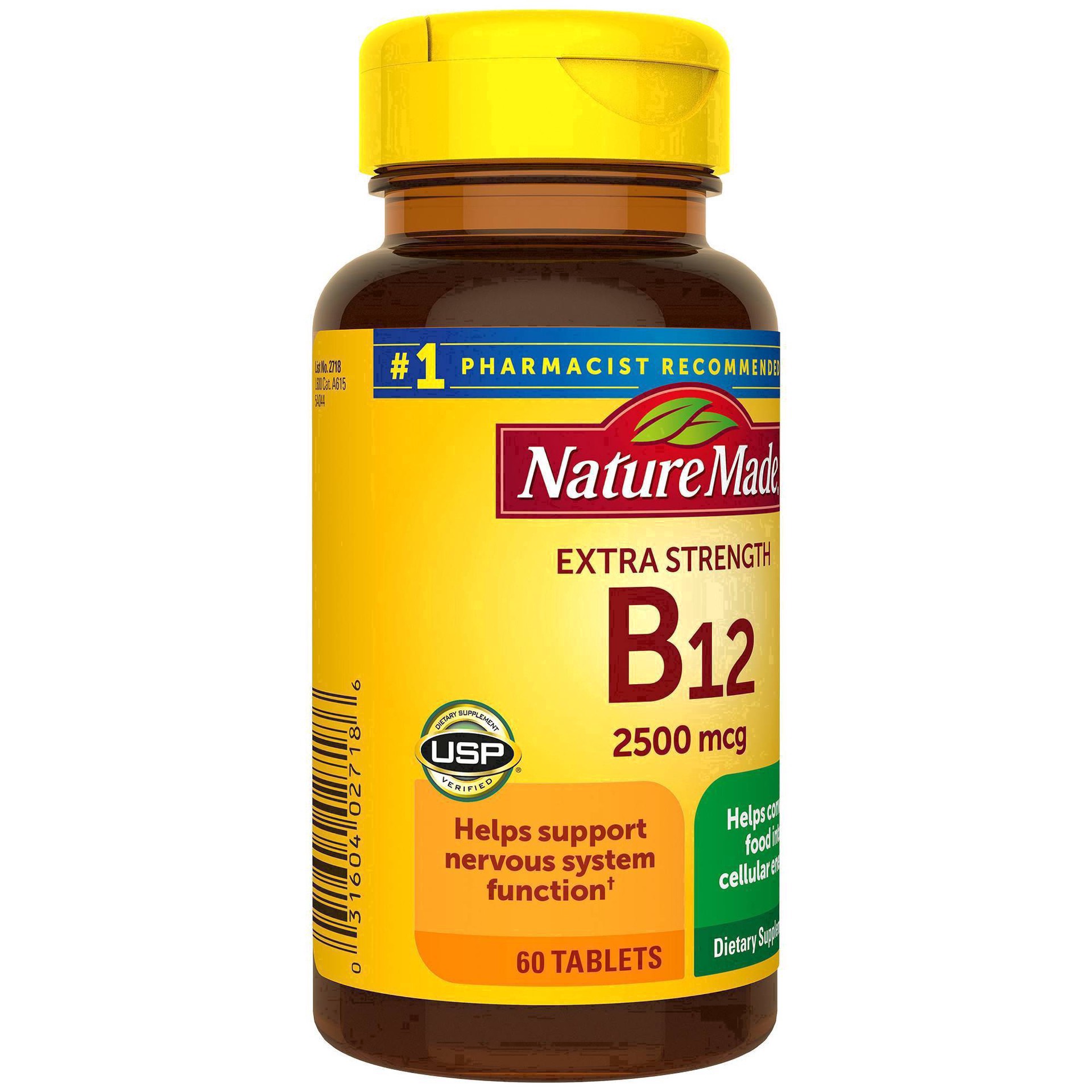 slide 19 of 60, Nature Made Extra Strength Vitamin B12 2500 mcg Tablets for Energy Metabolism Support - 60ct, 60 ct