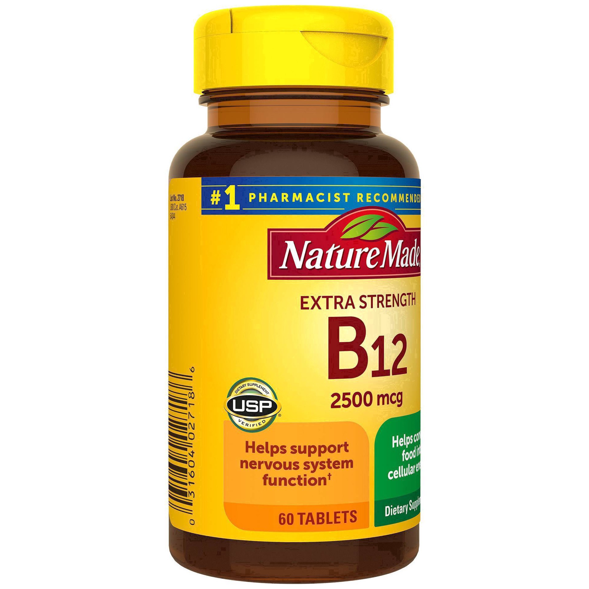 slide 55 of 60, Nature Made Extra Strength Vitamin B12 2500 mcg Tablets for Energy Metabolism Support - 60ct, 60 ct