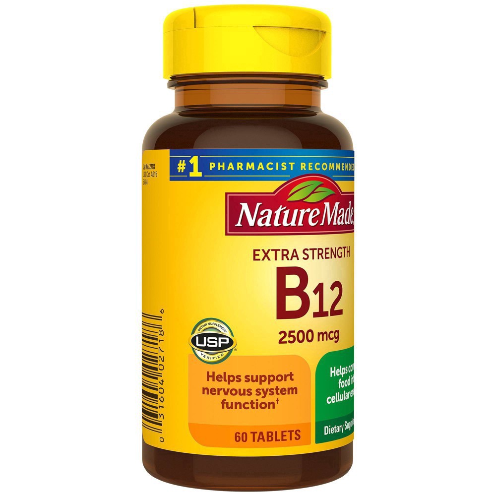 slide 34 of 60, Nature Made Extra Strength Vitamin B12 2500 mcg Tablets for Energy Metabolism Support - 60ct, 60 ct