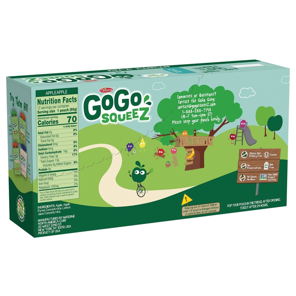 slide 3 of 7, GoGo squeeZ Apple Apple Applesauce Pouches, 12 ct; 3.2 oz