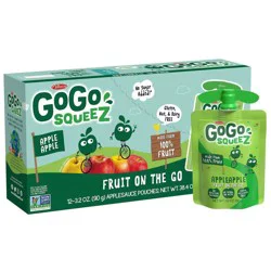GoGo squeeZ Applesauce & Fruit Puree, Apple Apple Snack Pouches, 3.2 oz Pouches (12 Pk)